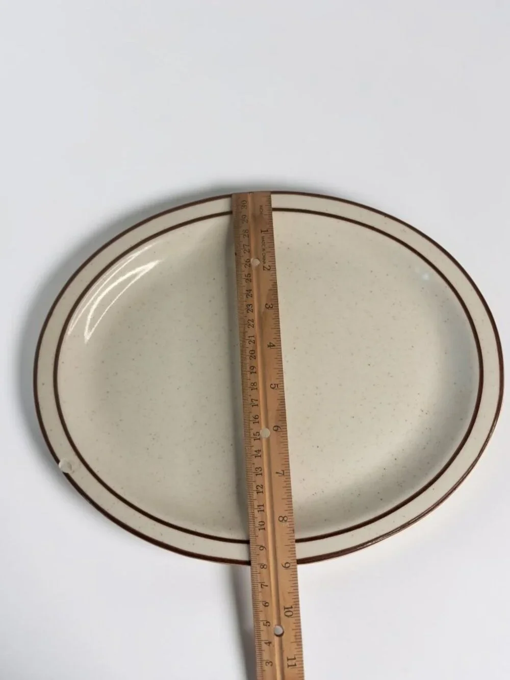 Vintage 1942 Buffalo China 306C Oval Platter Speckled Brown Line Restaurant Ware